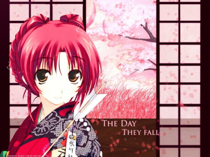 Anime Girl with Pink Hair — Serene, Spring, Kimono