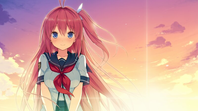 Anime Girl with Pink Hair — Serene, Sunset, Sailor Uniform