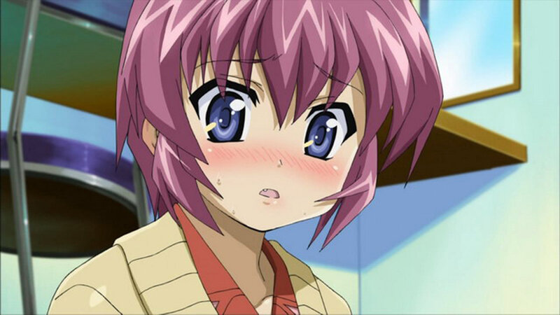 Anime Girl with Pink Hair — Surprised, Blush