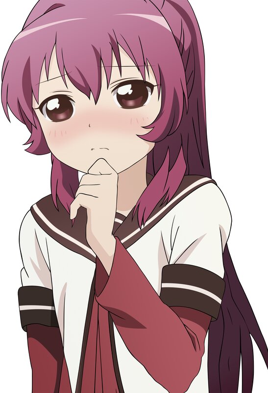 Anime Girl with Pink Hair — Thoughtful, School Uniform