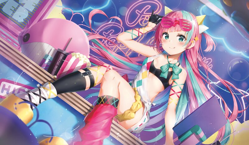 Anime Girl with Pink Hair — Vibrant, Energetic, Night
