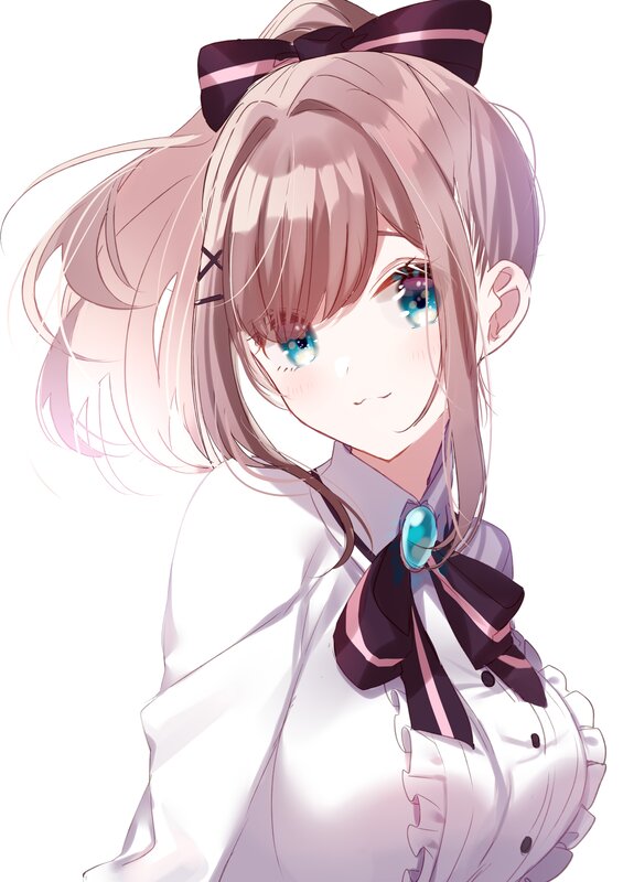 Anime Girl with Pink Hair — White, Calm, Bow