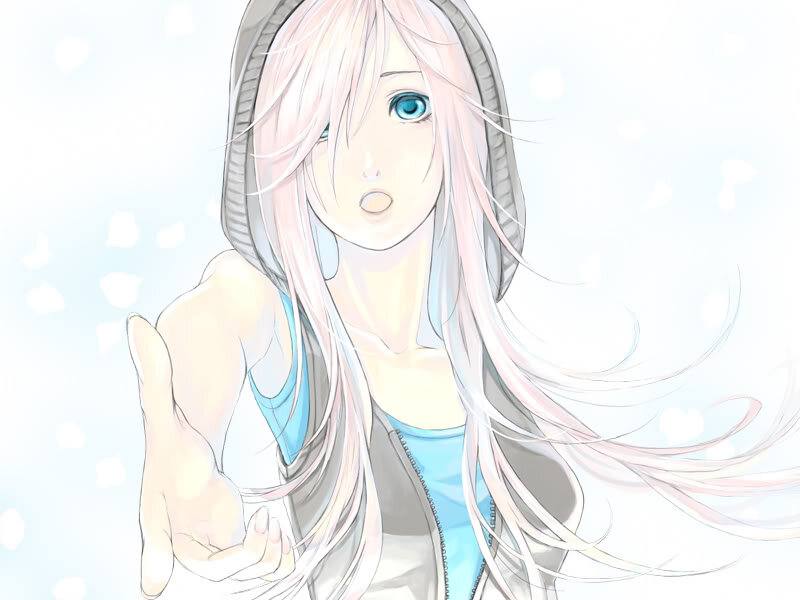Anime Girl with Pink Hair — White, Calm, Winter