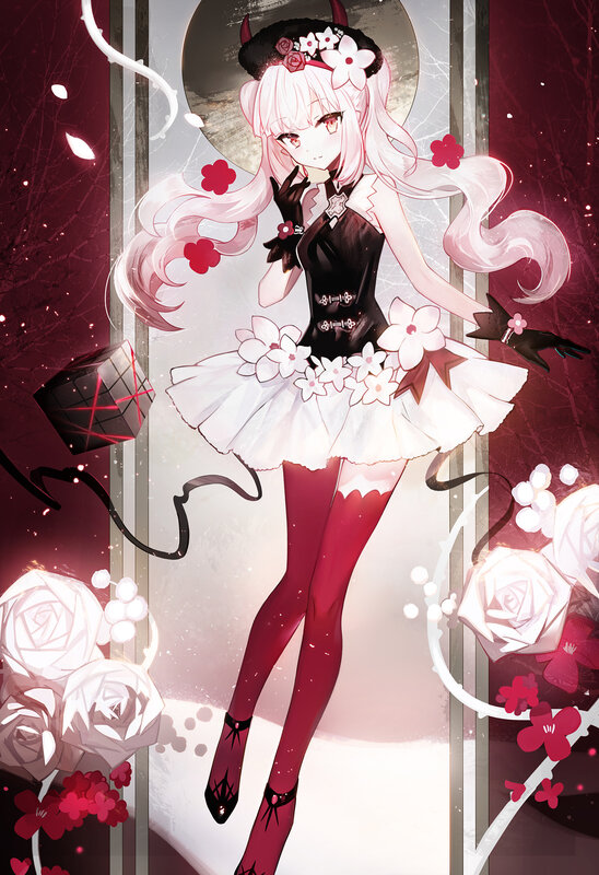 Anime Girl with Pink Hair — White, Dramatic, Night, Digital Art