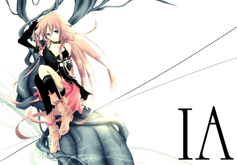 Anime Girl with Pink Hair — White, Dramatic