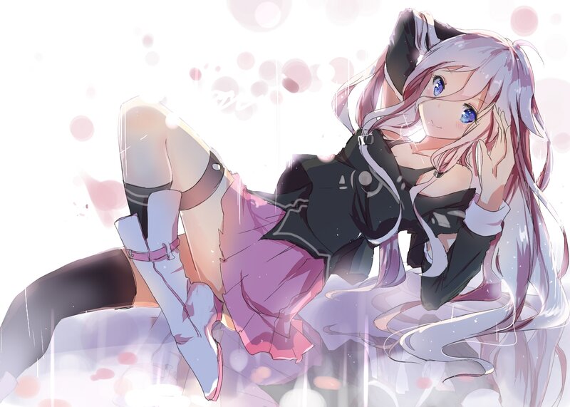 Anime Girl with Pink Hair — White, Dreamy