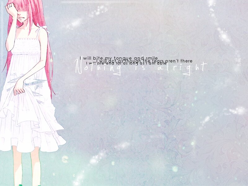 Anime Girl with Pink Hair — White, Melancholic