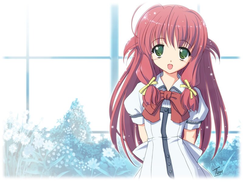 Anime Girl with Pink Hair — White, Serene, Morning