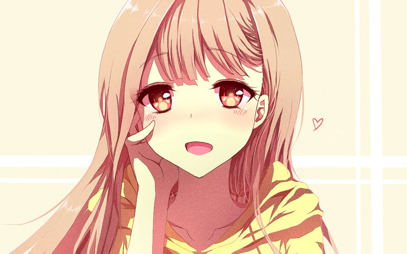 Anime Girl with Pink Hair — Yellow, Cheerful