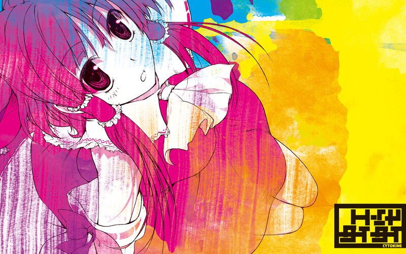 Anime Girl with Pink Hair — Yellow, Vibrant