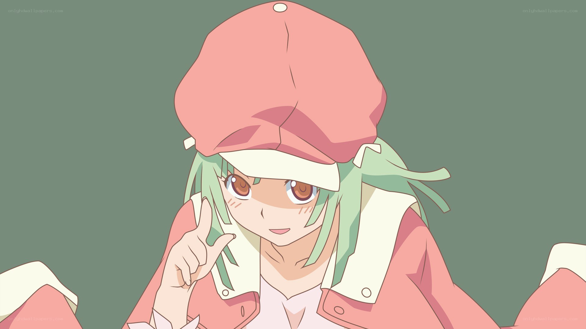 anime girl with pink hat