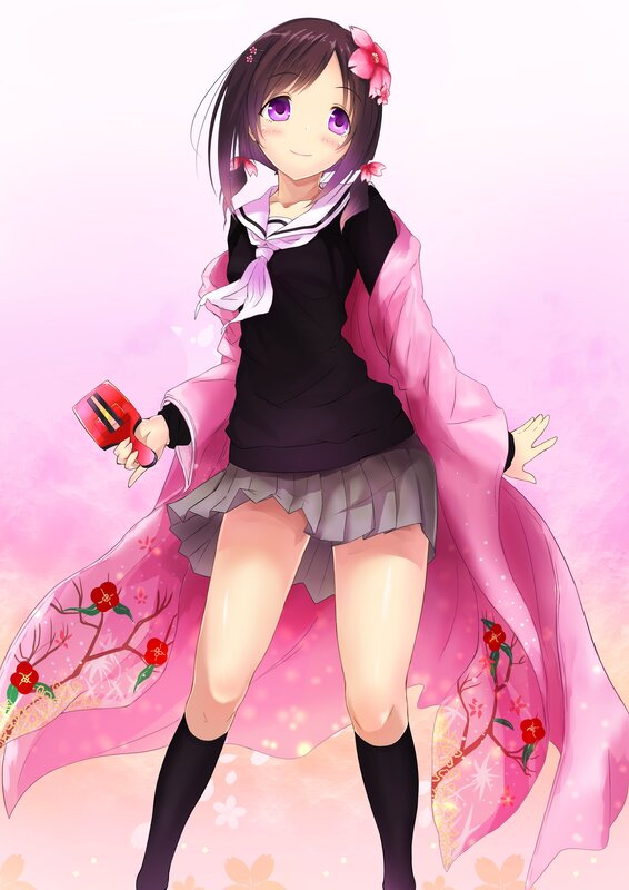 anime girl with pink kimono