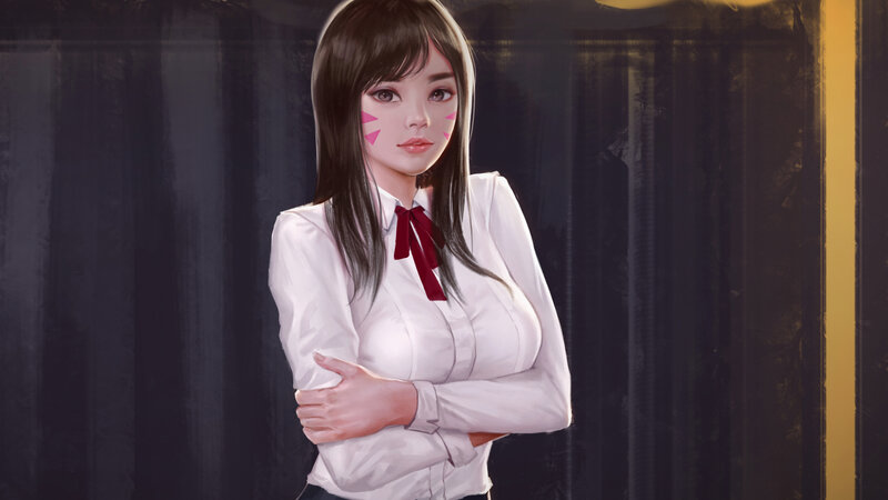 Anime Girl with Pink Marks