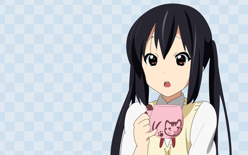anime girl with pink mug