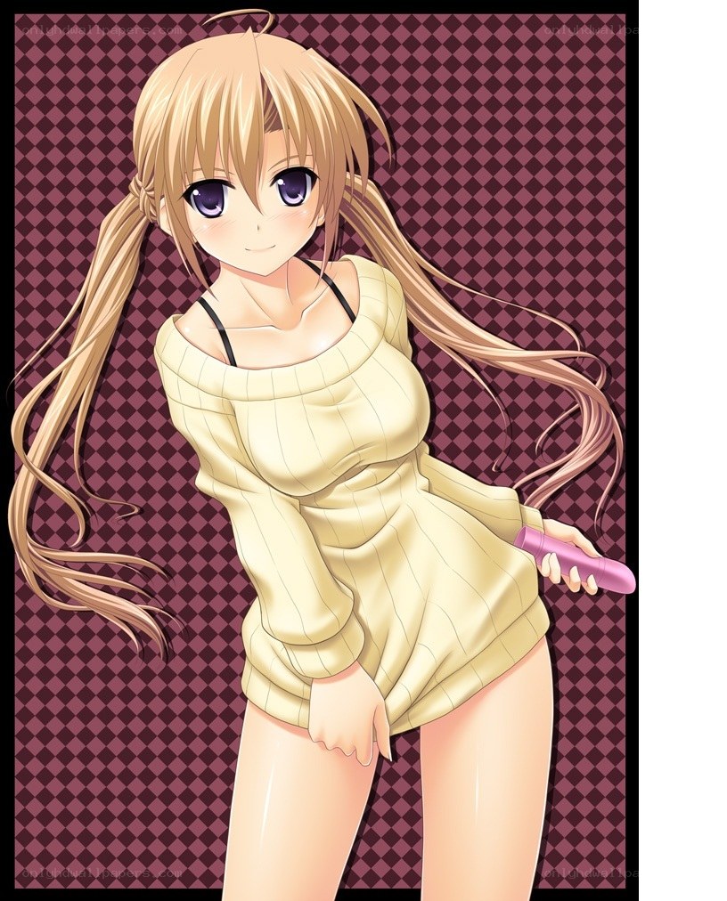 anime girl with pink object