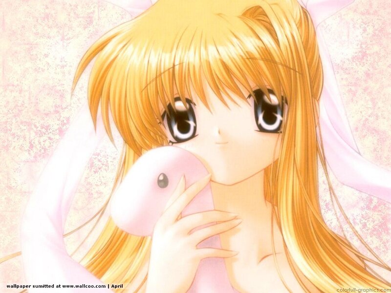 Anime girl with pink plush