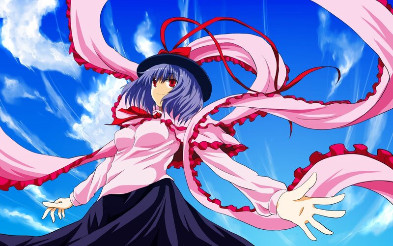 anime girl with pink ribbons