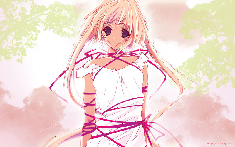 Anime Girl with Pink Ribbons — Serene