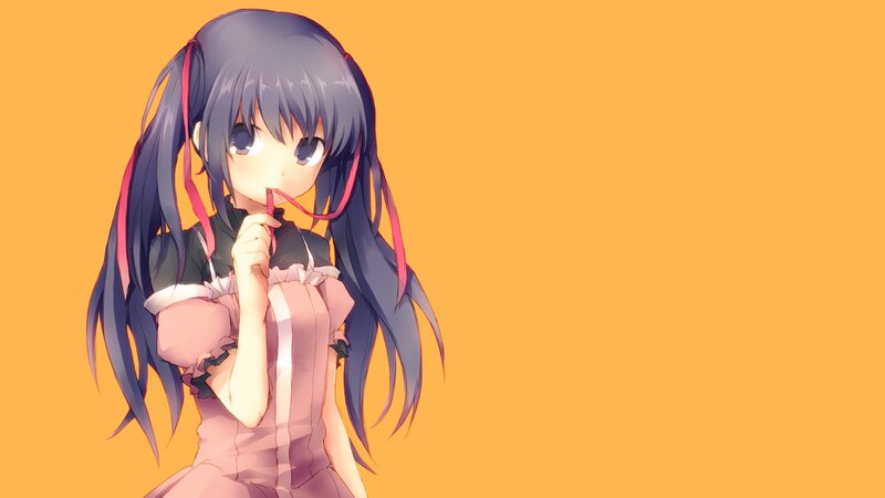 anime girl with pink ribbons