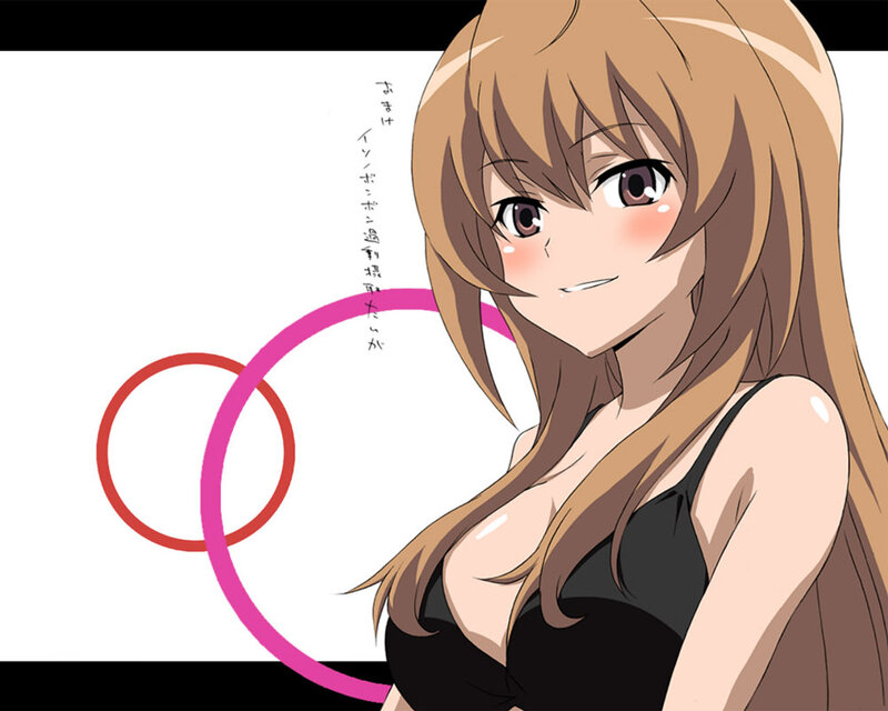anime girl with pink rings