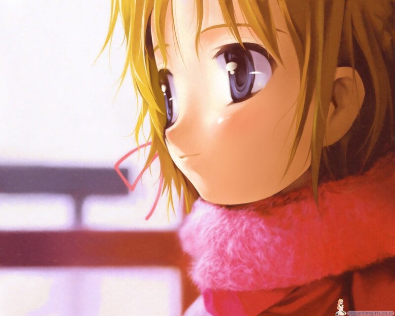 anime girl with pink scarf