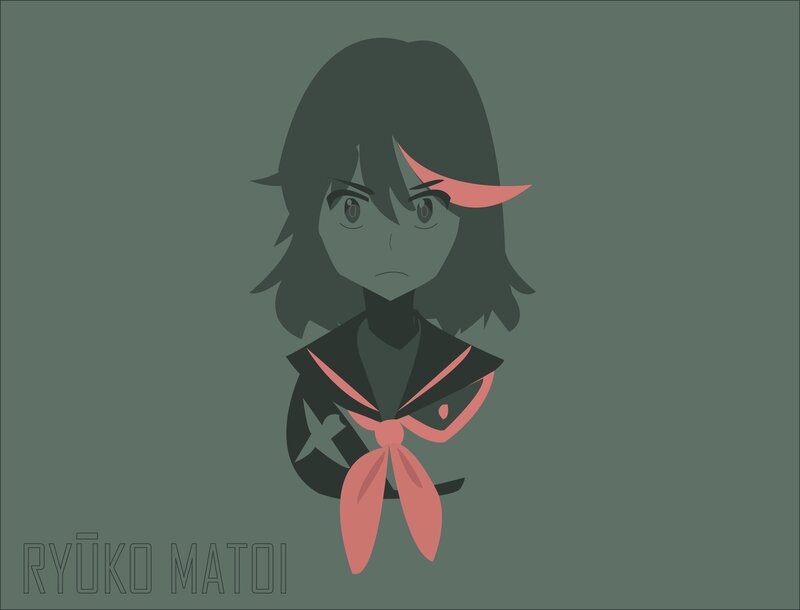Anime Girl with Pink Scarf — Green