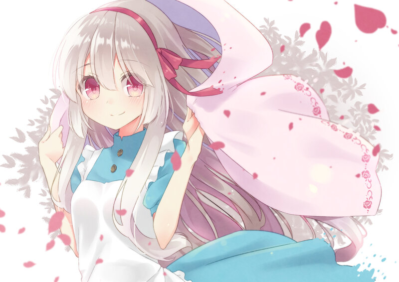 Anime Girl with Pink Scarf — White