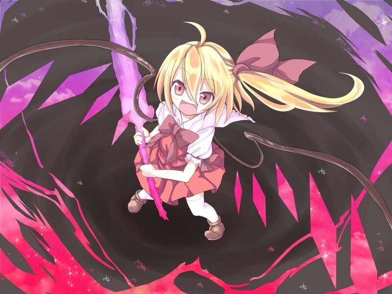 anime girl with pink staff