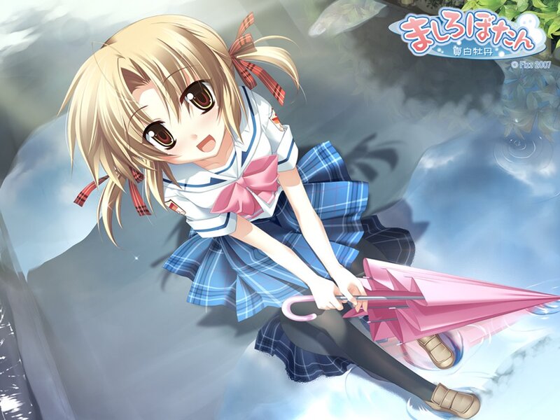 Anime girl with pink umbrella