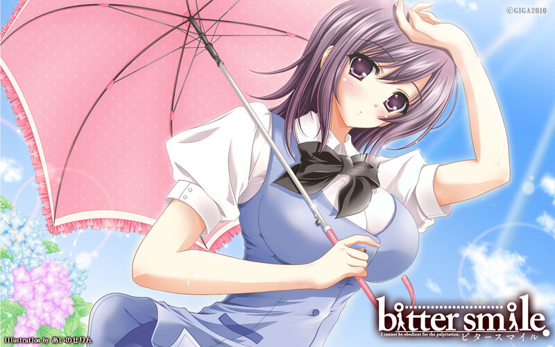 Anime girl with pink umbrella