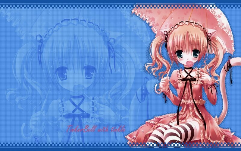 anime girl with pink umbrella