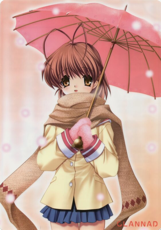 Anime girl with pink umbrella
