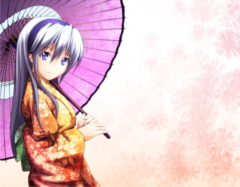 anime girl with pink umbrella