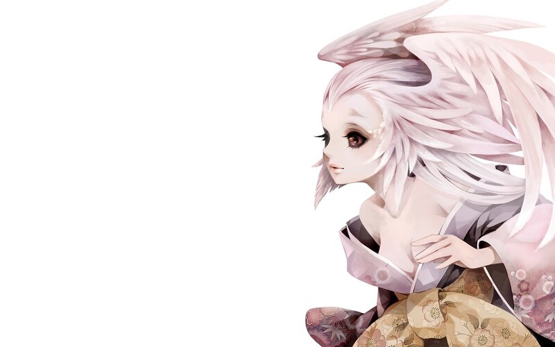 anime girl with pink wings