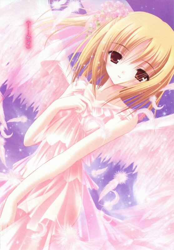 Anime girl with pink wings