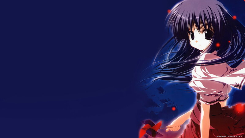 Anime Girl with Pinwheel — Blue