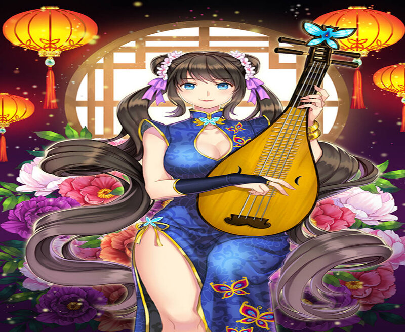 Anime Girl with Pipa — Blue