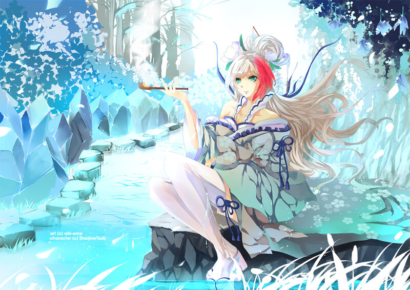 Anime Girl with Pipe — Blue