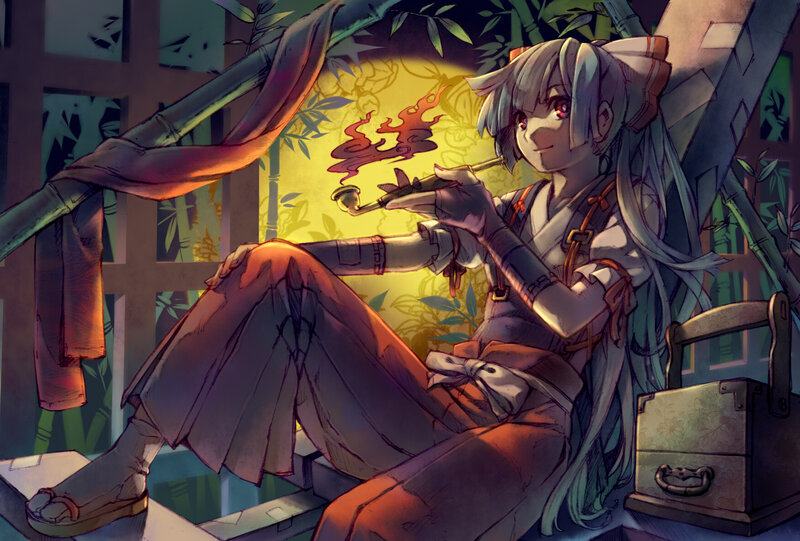 Anime Girl with Pipe — Green