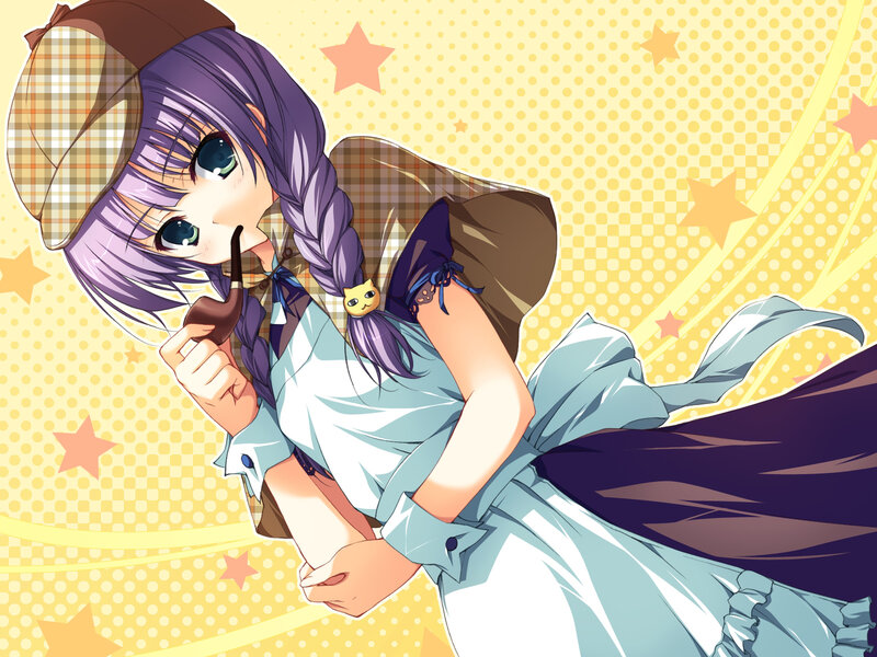 Anime Girl with Pipe — Purple, Playful