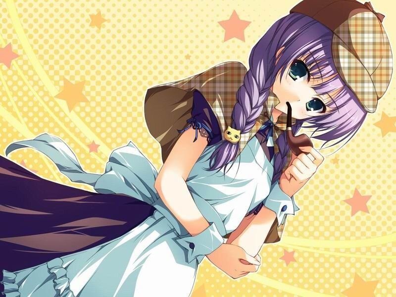 Anime Girl with Pipe — Purple