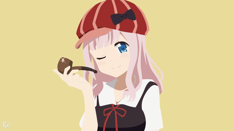 Anime Girl with Pipe — Yellow
