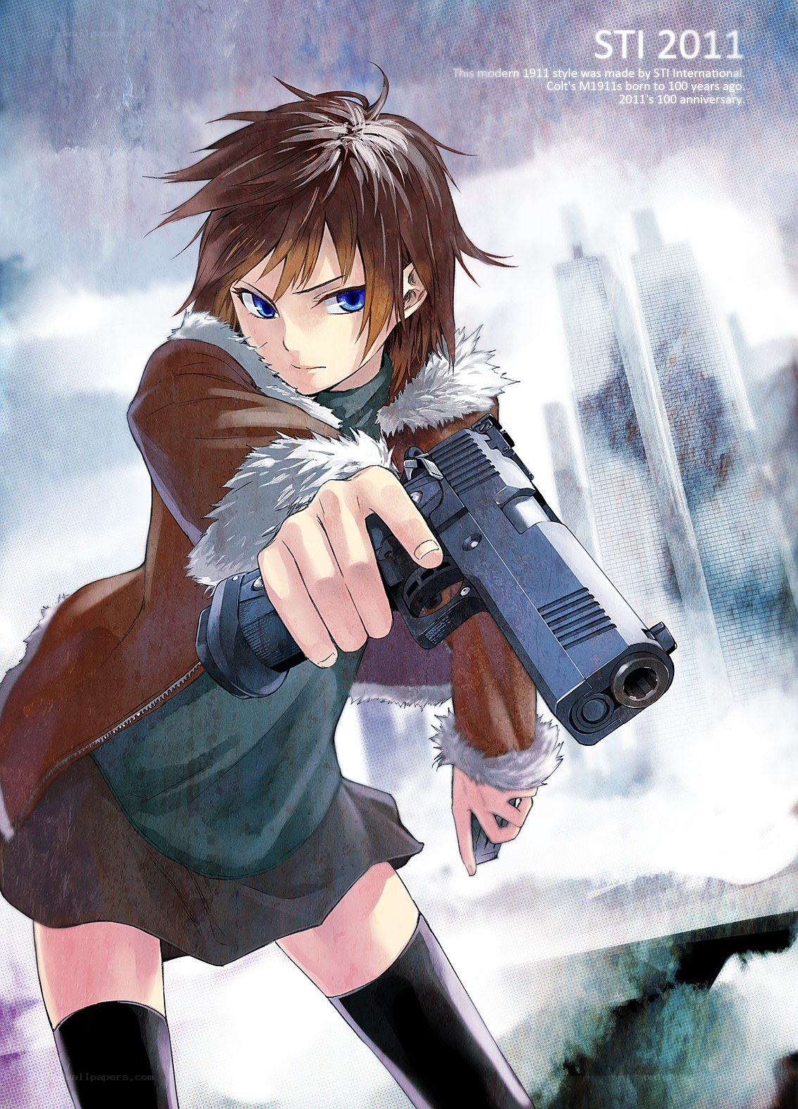 Anime girl with pistol