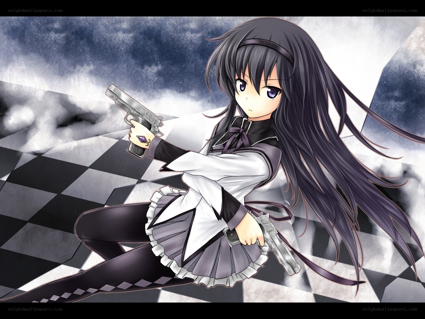 anime girl with pistols