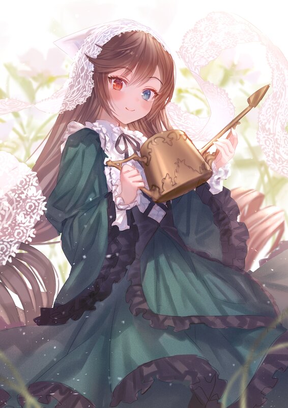 Anime Girl with Pitcher — Green