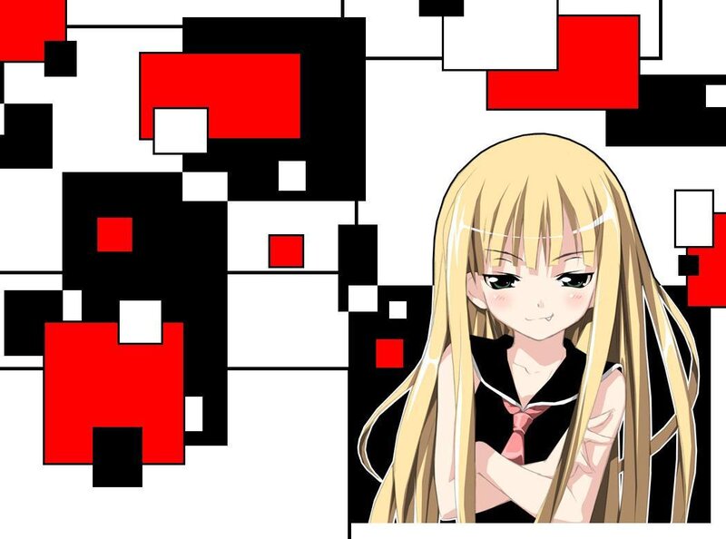 anime girl with pixel art background