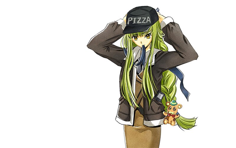 anime girl with pizza hat