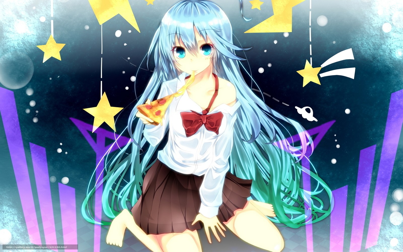 Anime girl with pizza