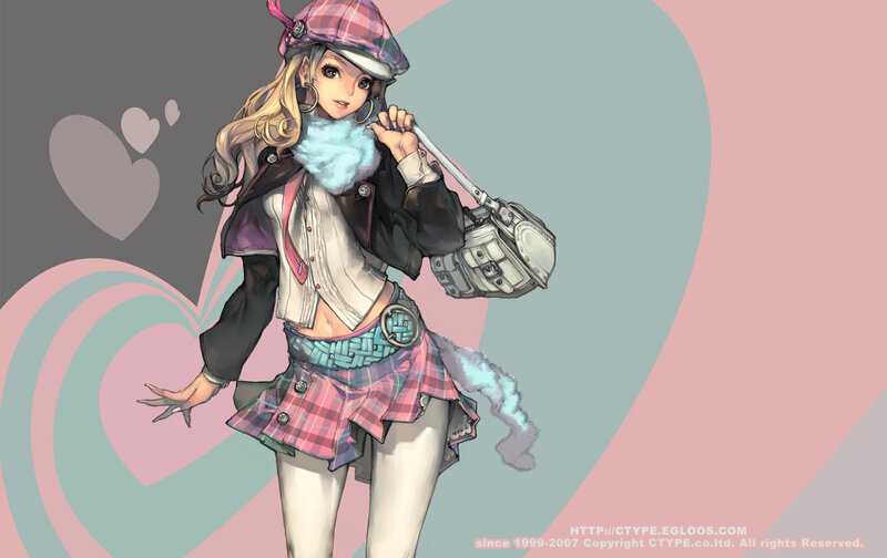 anime girl with plaid hat