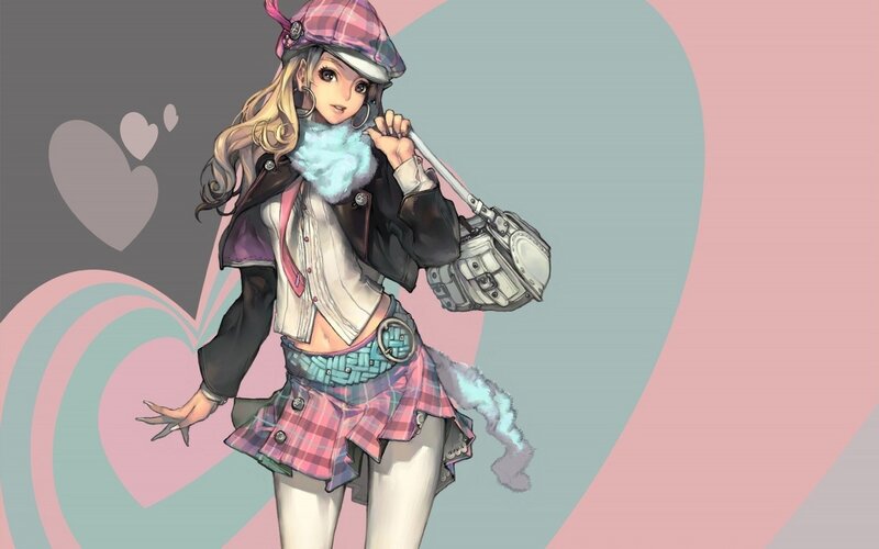 anime girl with plaid outfit